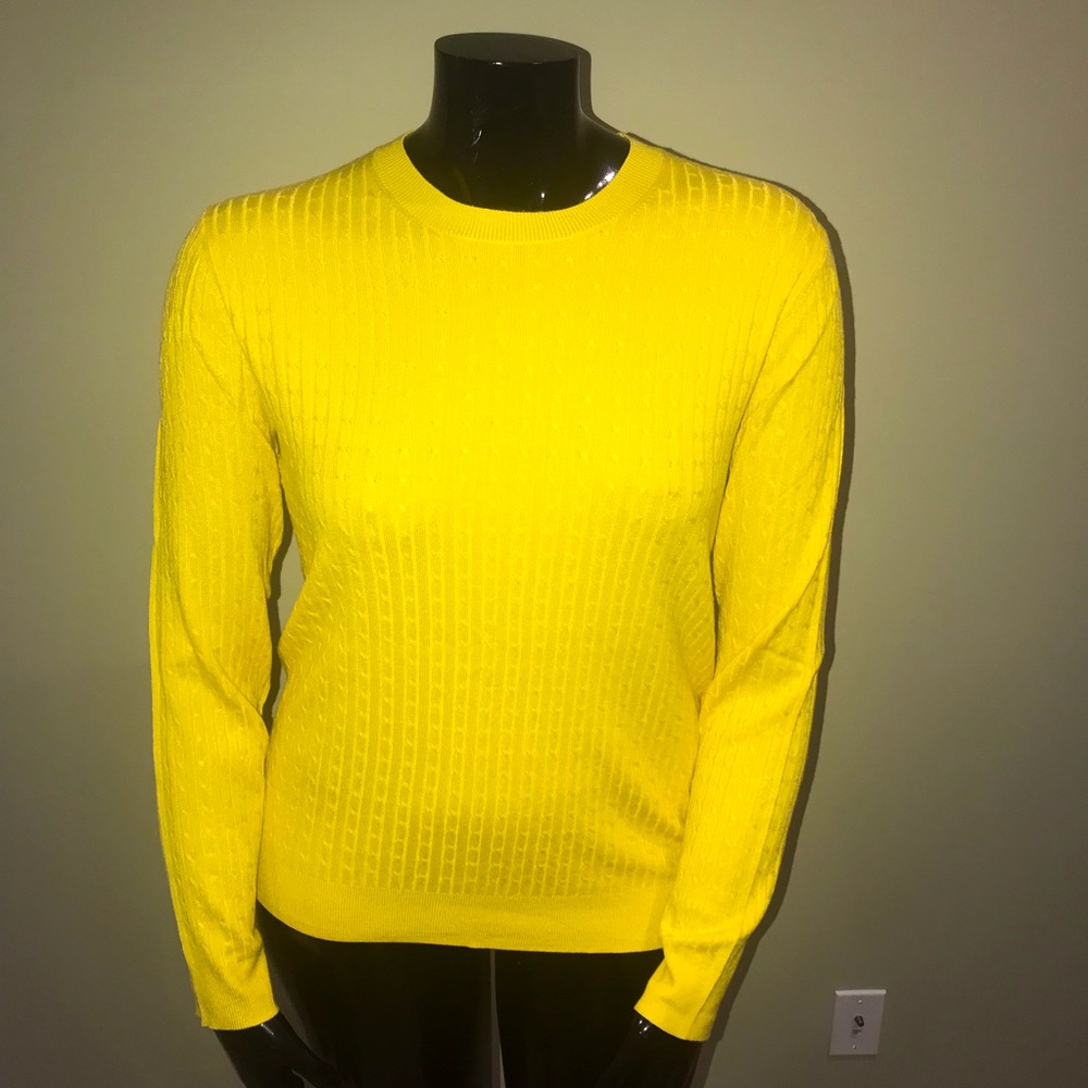 Joe Fresh Yellow Cable Knit Crewneck Long sleeve Sweater - 1X